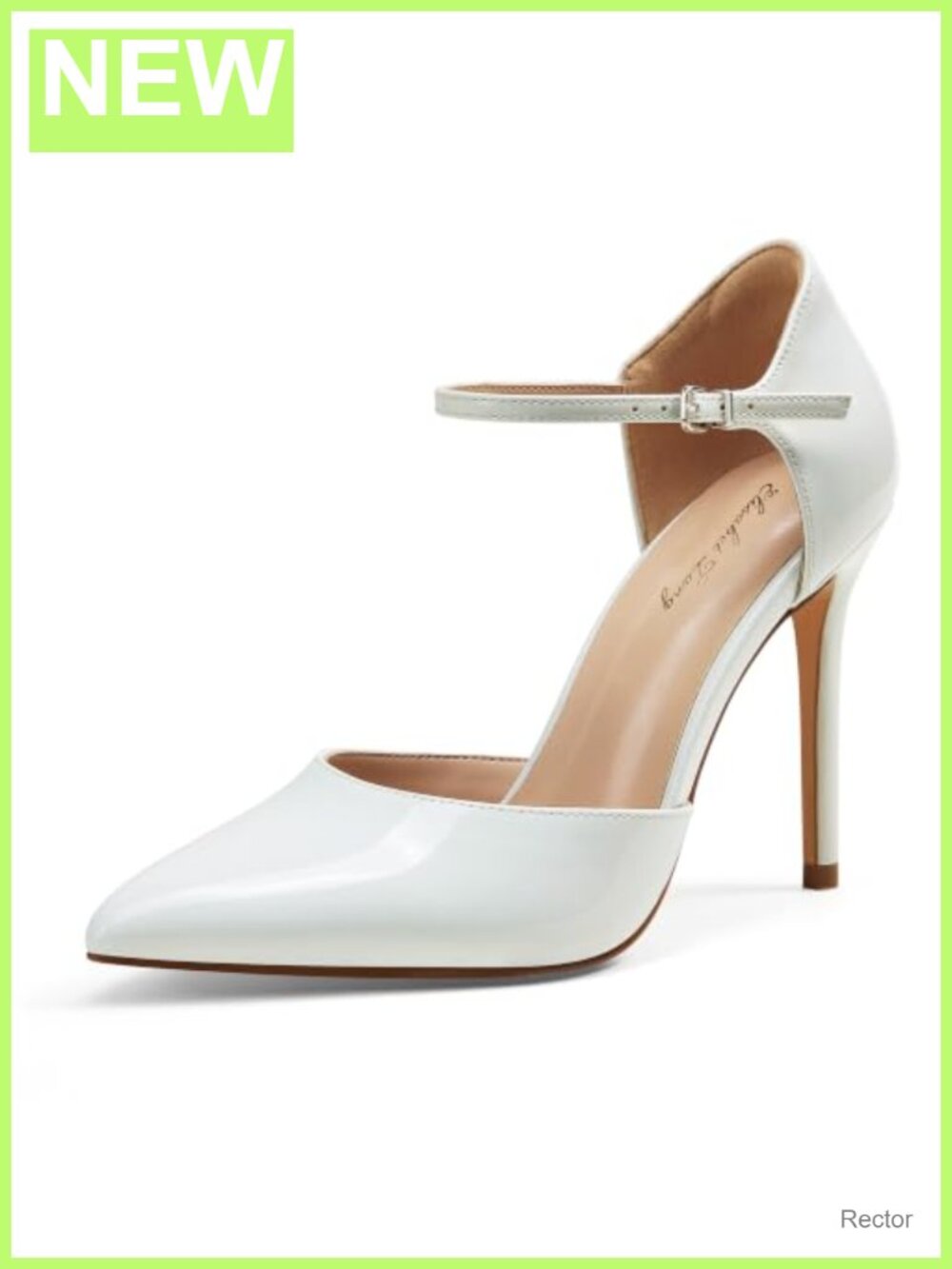 Women's Pointed Toe Stiletto Pumps 4 Inch Heel Adjustable Ankle Strap Faux